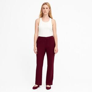 2/$30 Worthington Petite Stretch Dress Pants Straight Leg Burgundy 10P TRB3